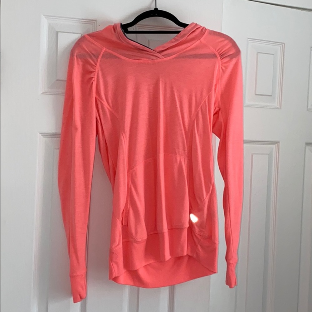 Long sleeve workout/running top with hood